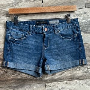 Aeropostale Womens Midi Denim Shorts Cuff Hem Blue Size 4